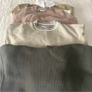 Zara Men's Crewneck Sweater - Olive Green